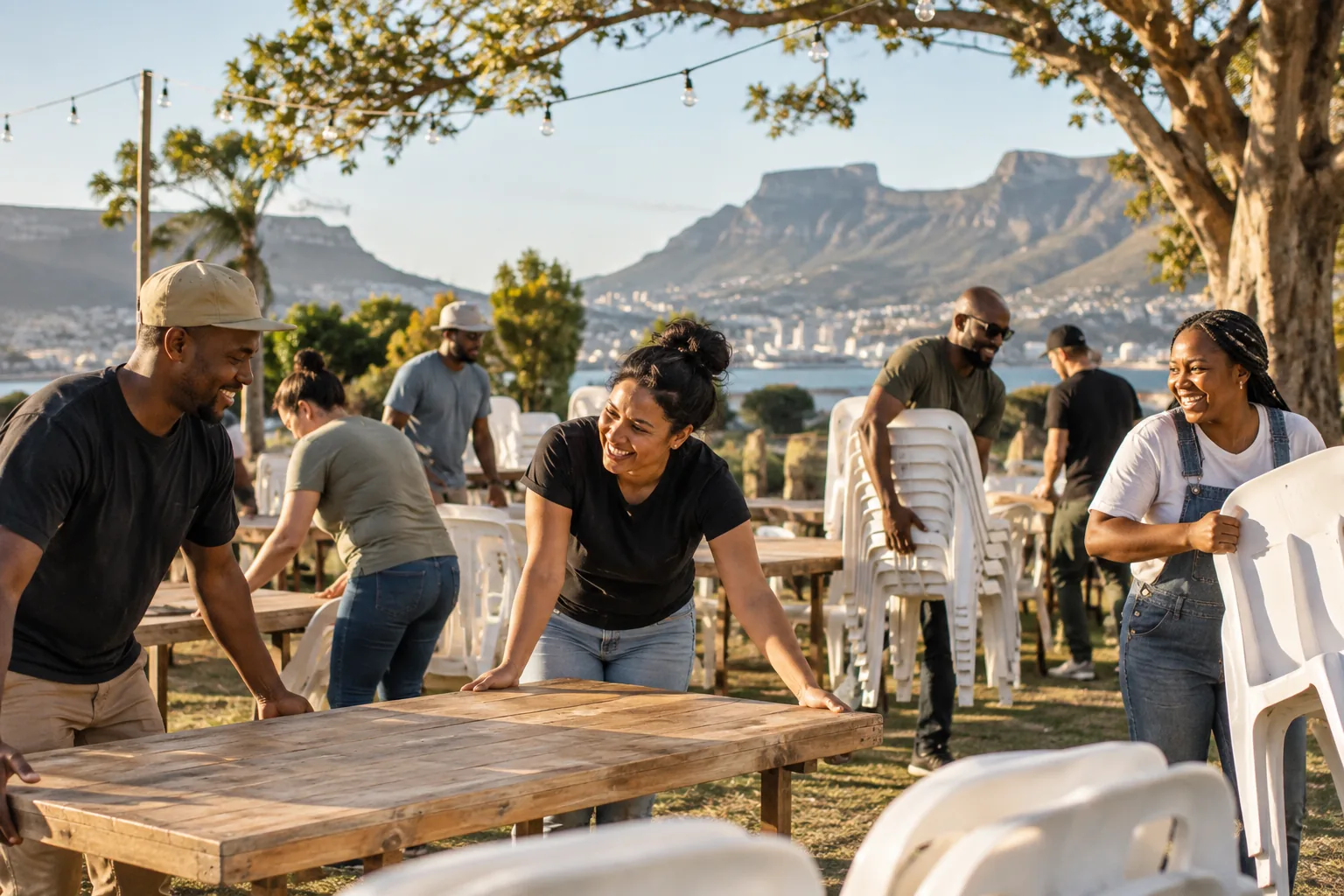 People working together during a Living Values collaboration